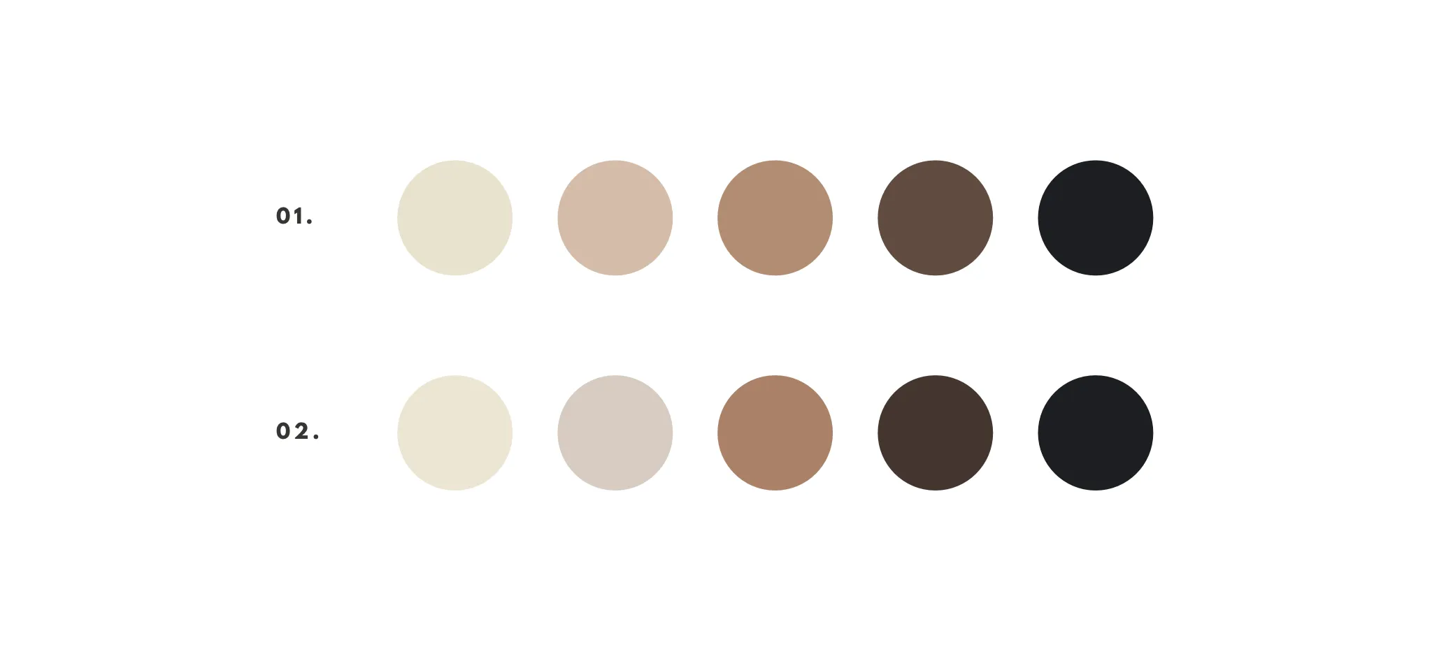 Color palette options for interior designer brand